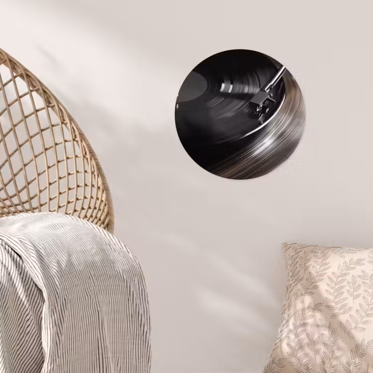Behangcirkel - Close-up - Vinylplaat - Platenspeler - Zwart — 5
