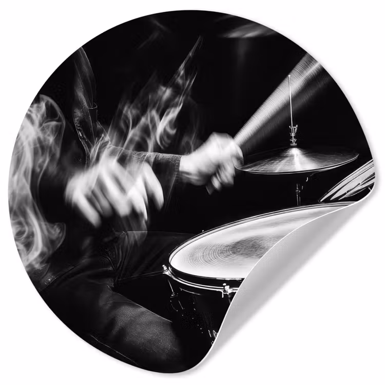 Behangcirkel - Drummer - Zwart - Drumstel — 1