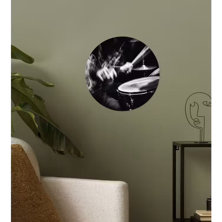 Behangcirkel - Drummer - Zwart - Drumstel — 3