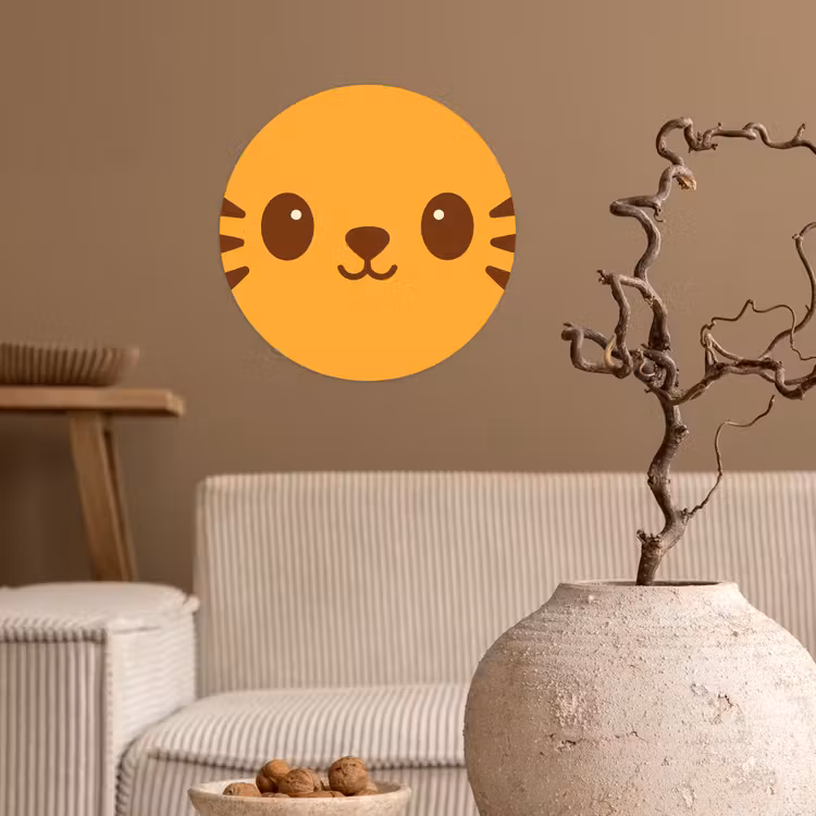 Behangcirkel - Kat - Simplistisch - Oranje - Vrolijk — 2