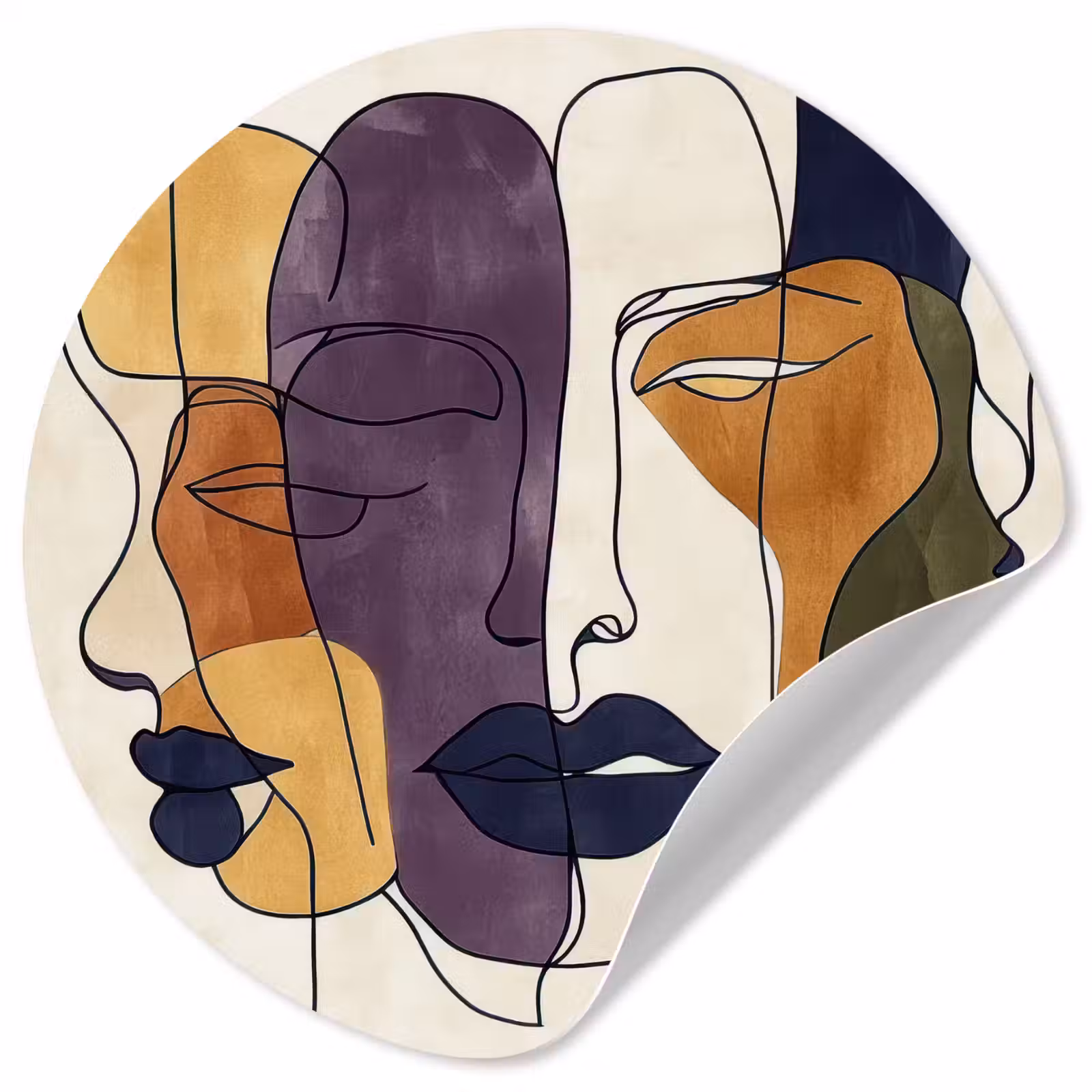 Behangcirkel - Abstract - Overlappende gezichten - Paars - Donkergroen — 1