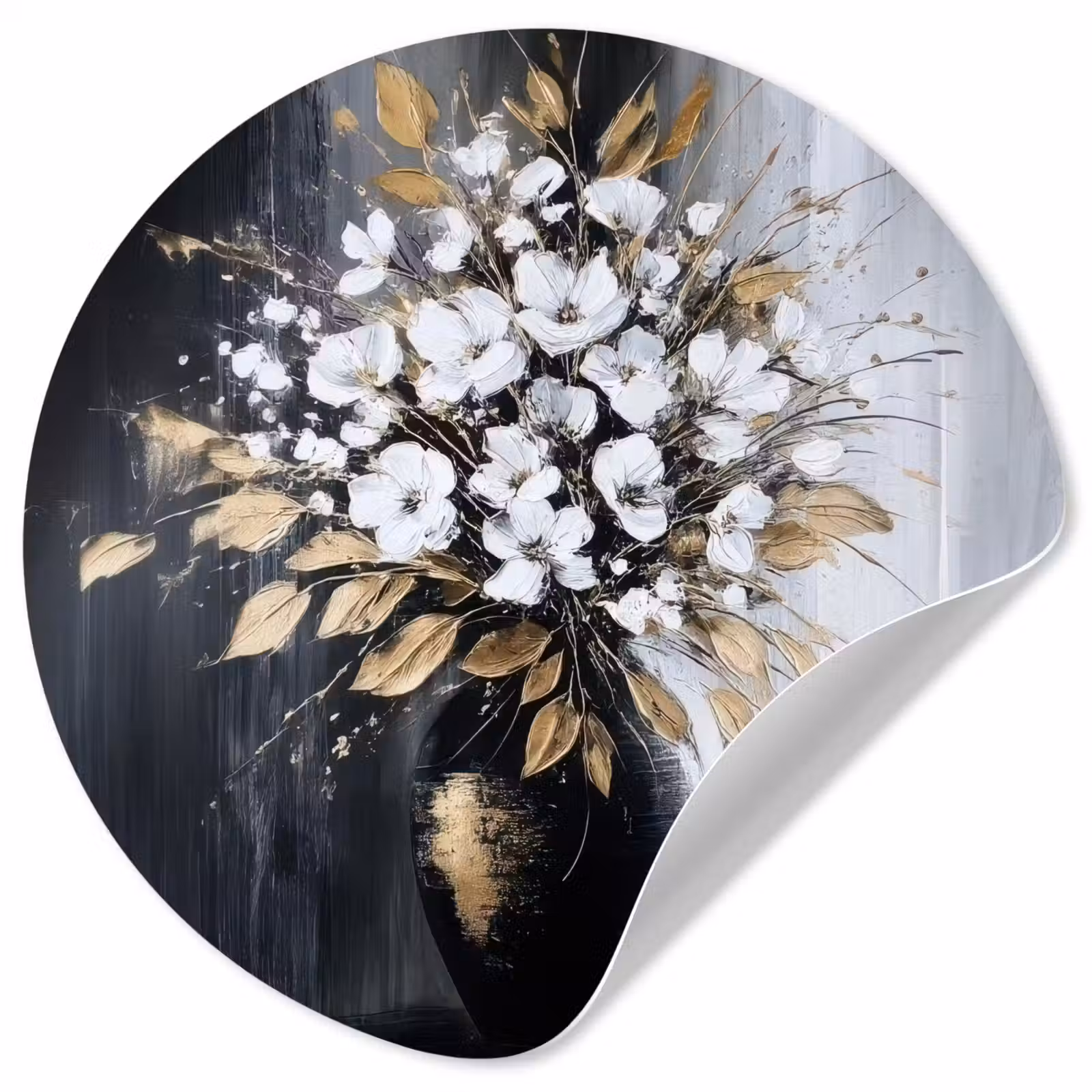 Behangcirkel - Bloemen - Wit - Vaas - Abstract — 1