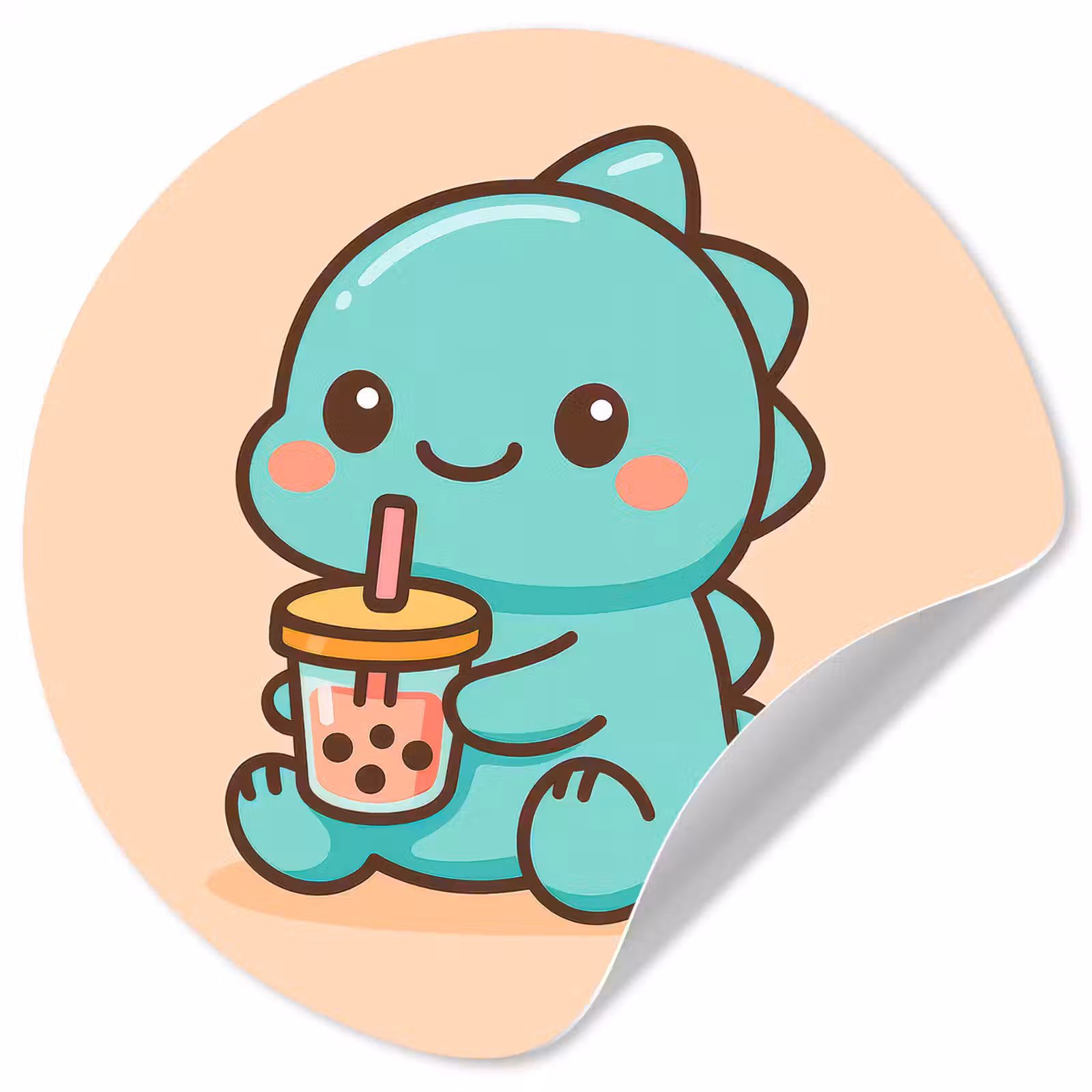 Behangcirkel - Dino - Boba - kawaii - Oranje — 1