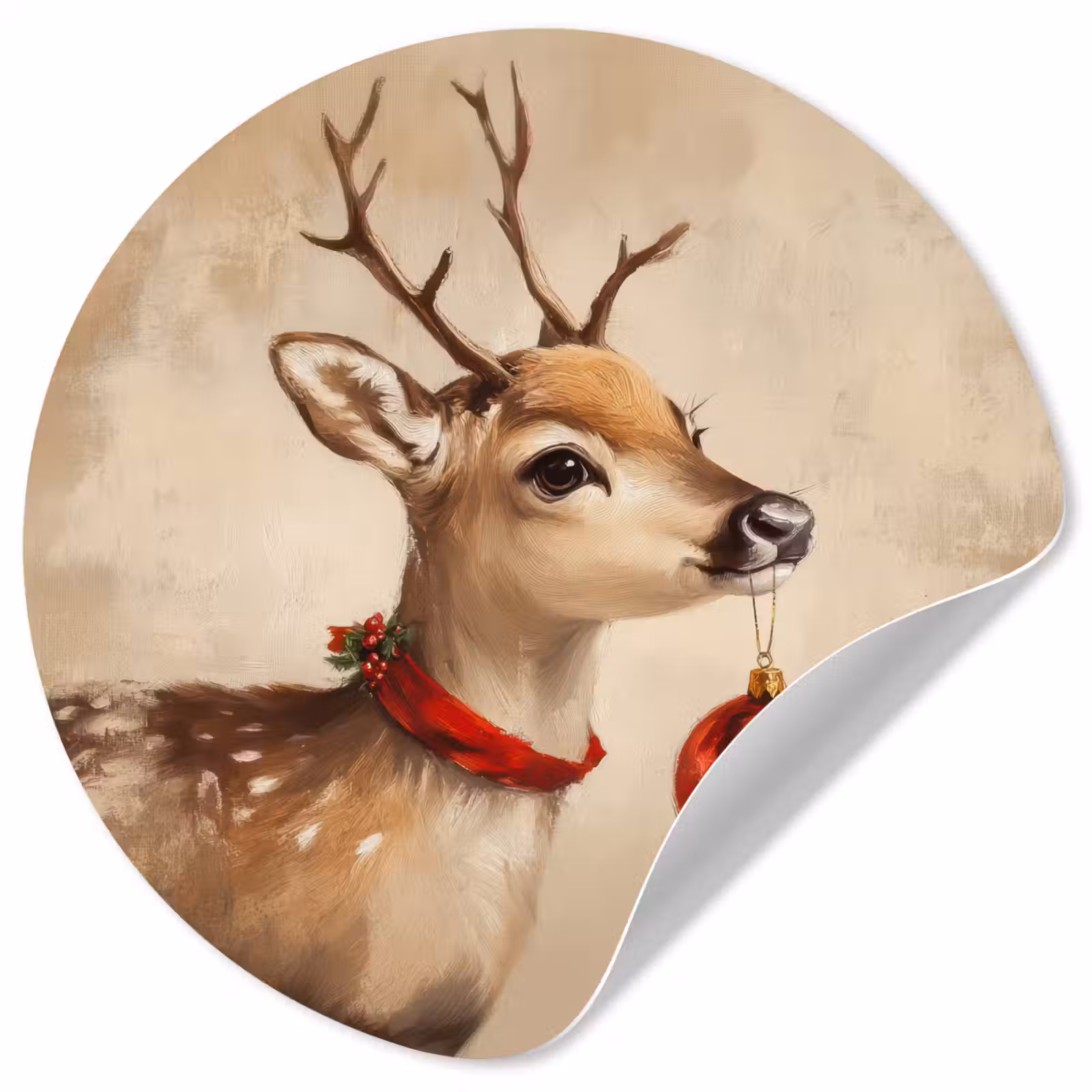 Behangcirkel - Kerst - Hert - Gewei - Kerstbal - Rendier — 1