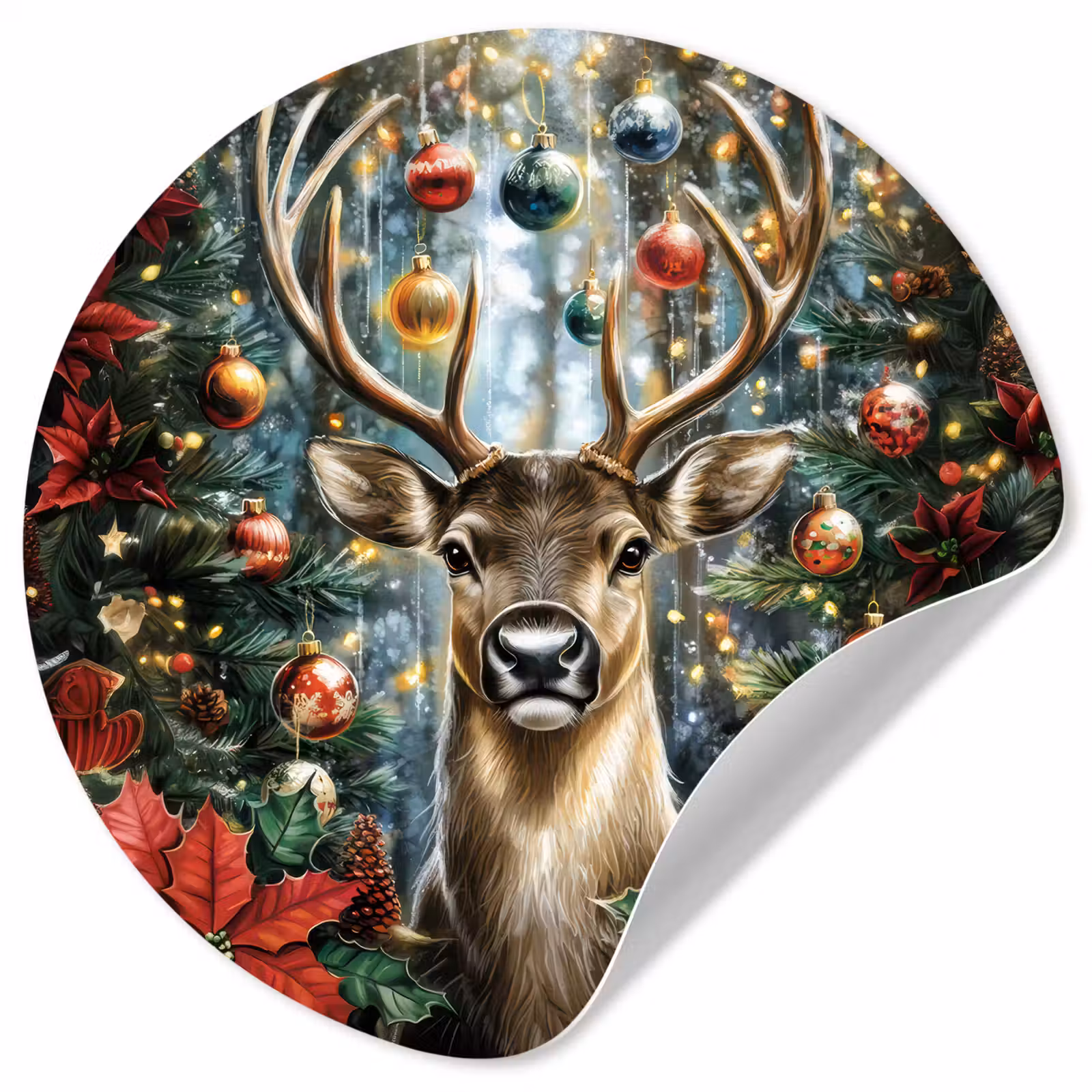 Behangcirkel - Kerstfeest - Dennenbos - Rood — 1