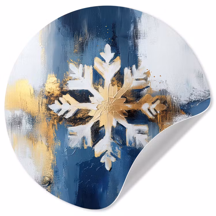 Behangcirkel - Abstract - Winter - Sneeuwvlok - Sneeuw - Goud — 1
