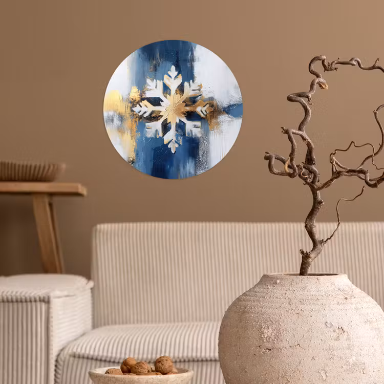 Behangcirkel - Abstract - Winter - Sneeuwvlok - Sneeuw - Goud — 2
