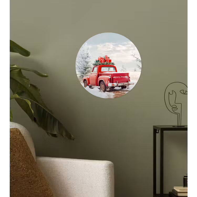 Behangcirkel - Auto - Rood - Cadeaus - Winter - Sneeuw - Kerst — 3