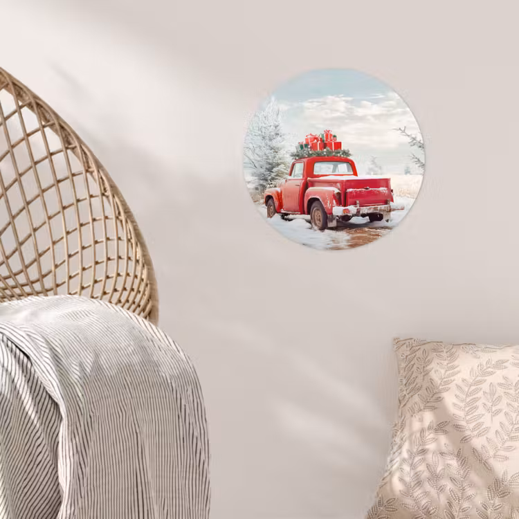 Behangcirkel - Auto - Rood - Cadeaus - Winter - Sneeuw - Kerst — 5
