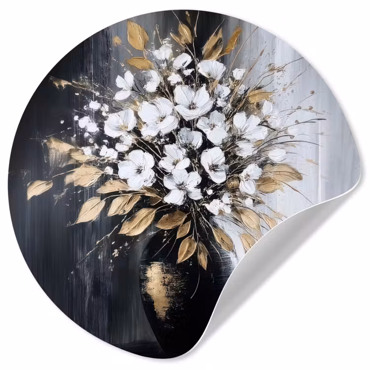 Behangcirkel - Bloemen - Wit - Vaas - Abstract — 1