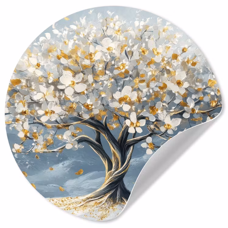 Behangcirkel - Boom - Winter - Levensboom - Modern - Goud — 1
