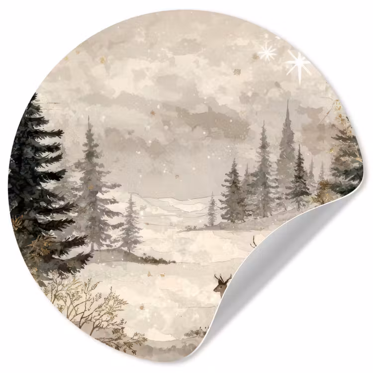 Behangcirkel - Bos - Herten - Winter - Sneeuw — 1