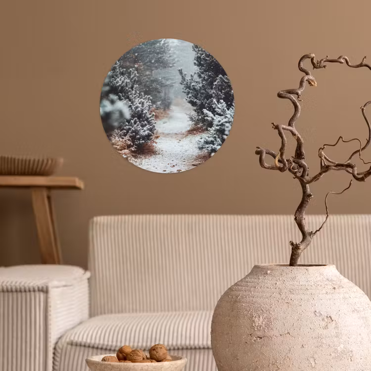 Behangcirkel - Bos - Winter - Bomen - Natuur - Pad - Sneeuw — 2