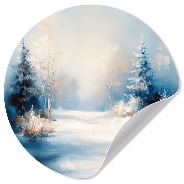 Behangcirkel - Bos - Winter - Natuur - Abstract - Sneeuw — 1