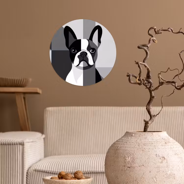 Behangcirkel - Buldog - Zwart - Abstract - Vlakken — 2