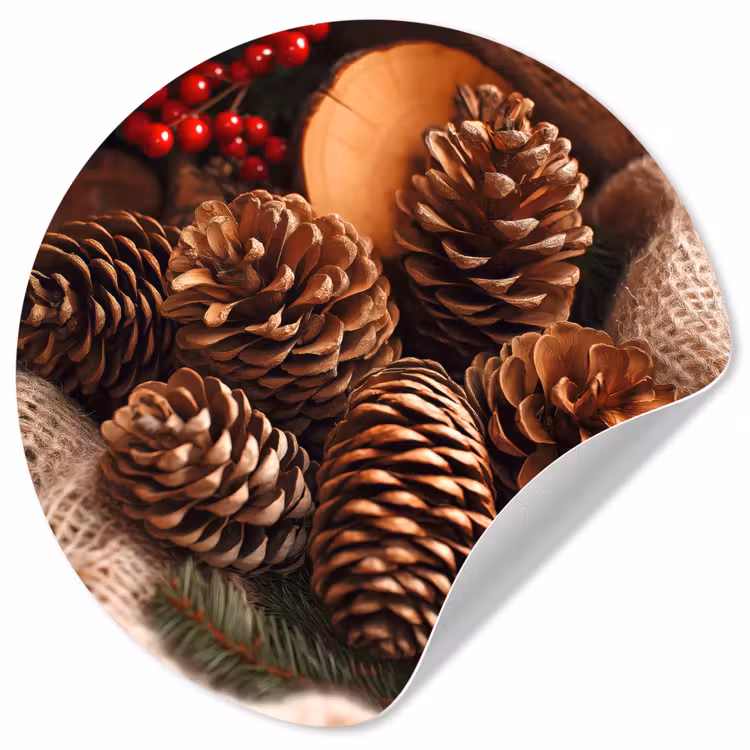 Behangcirkel - Dennenappels - Boom - Winter - Natuur - Bruin — 1
