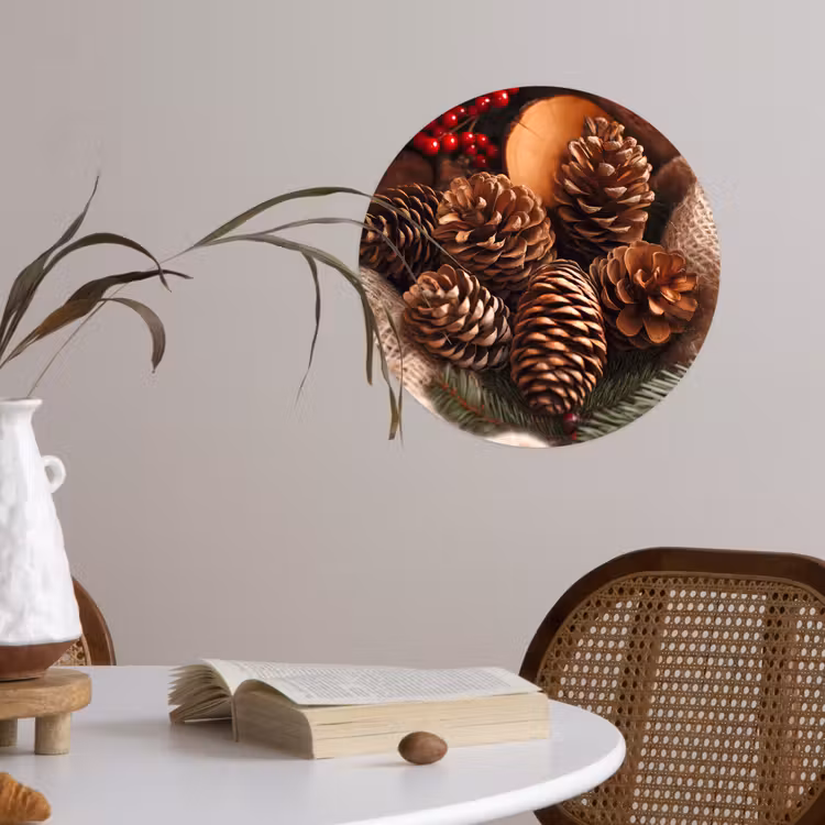 Behangcirkel - Dennenappels - Boom - Winter - Natuur - Bruin — 4
