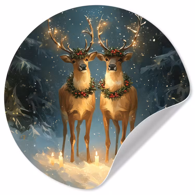Behangcirkel - Dennensprookje - Rendier - Nacht — 1