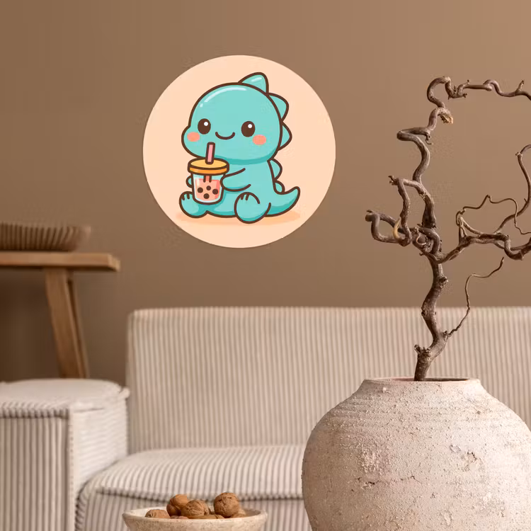 Behangcirkel - Dino - Boba - kawaii - Oranje — 2