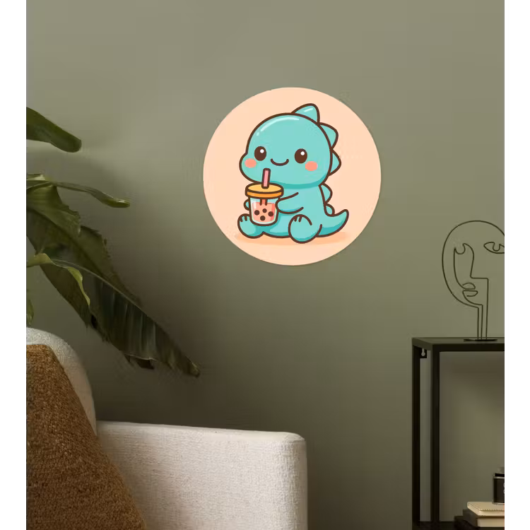 Behangcirkel - Dino - Boba - kawaii - Oranje — 3