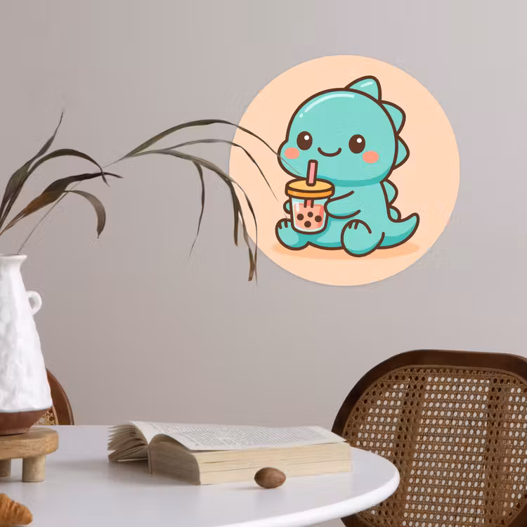 Behangcirkel - Dino - Boba - kawaii - Oranje — 4
