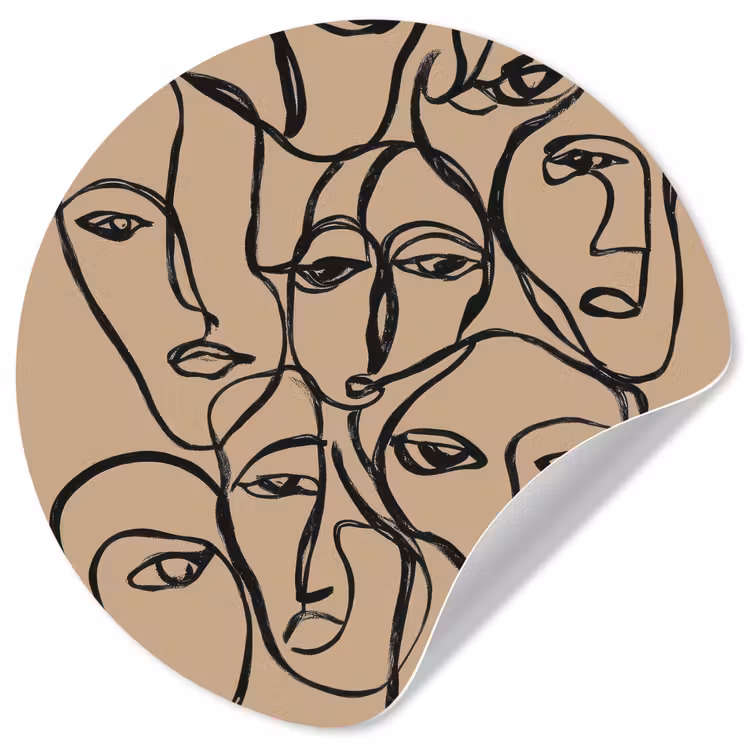 Behangcirkel - Gezichtenzee - Lijntekening - Abstract — 1