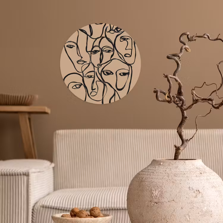 Behangcirkel - Gezichtenzee - Lijntekening - Abstract — 2