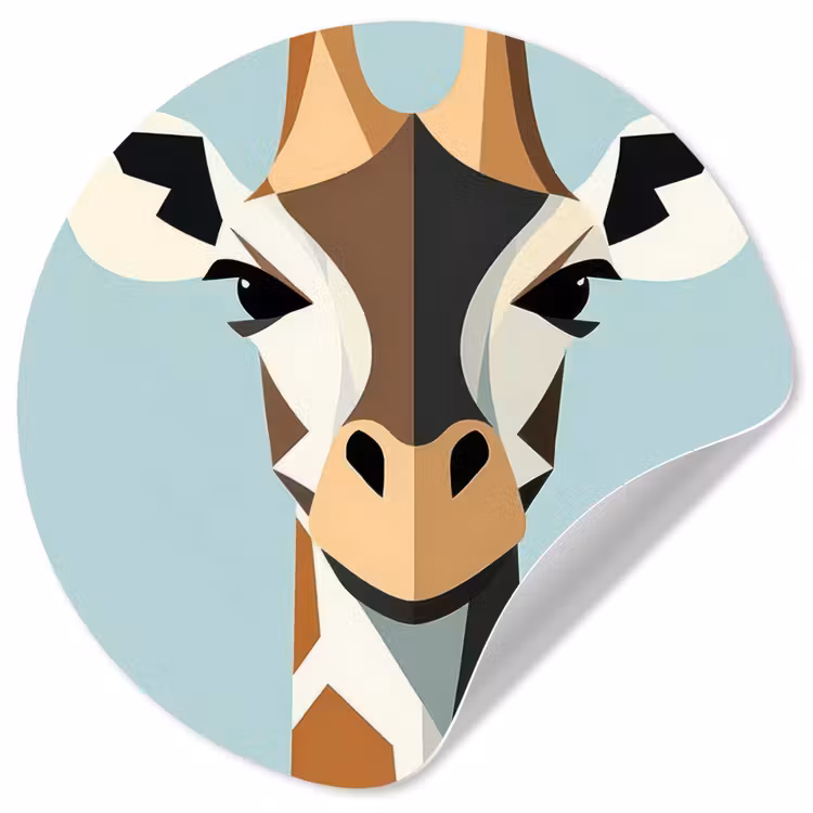 Behangcirkel - Giraffe - Illustratie - Bruin - Minimalistisch — 1