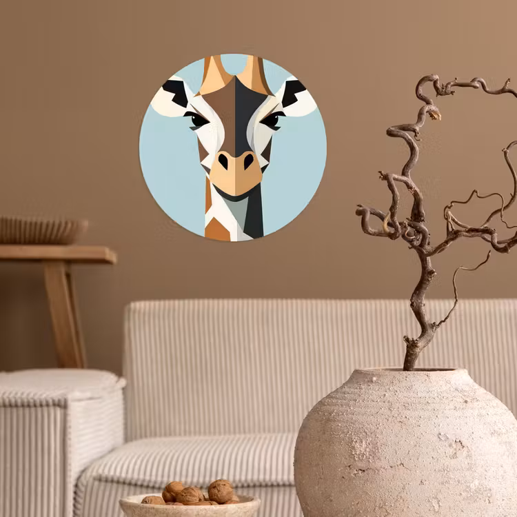 Behangcirkel - Giraffe - Illustratie - Bruin - Minimalistisch — 2