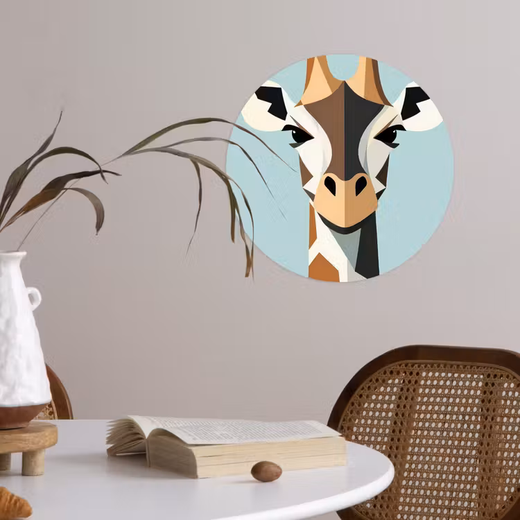 Behangcirkel - Giraffe - Illustratie - Bruin - Minimalistisch — 4