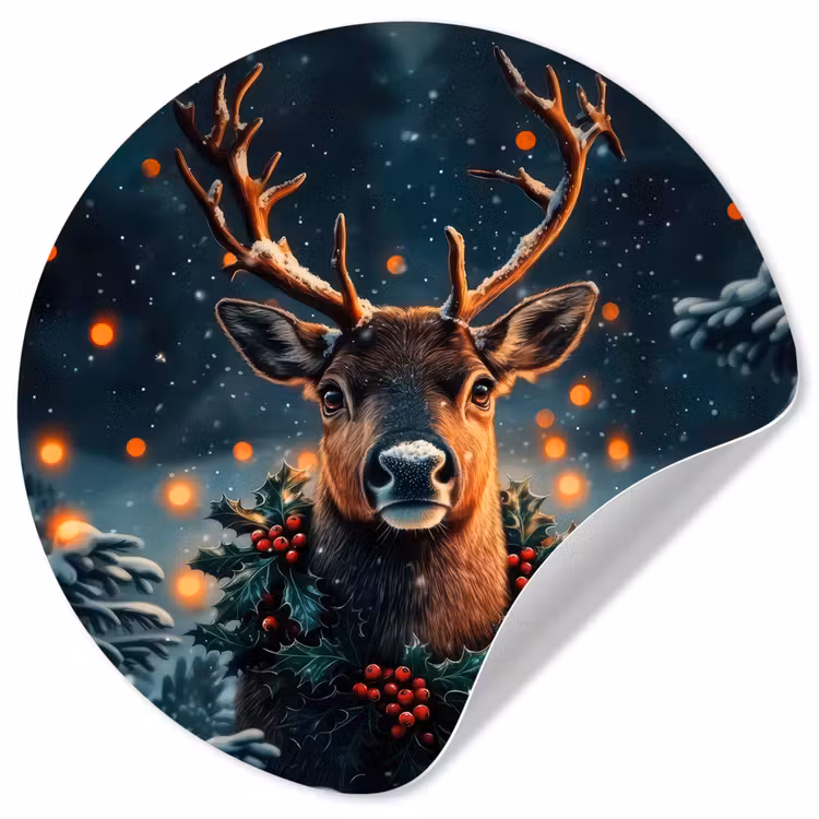Behangcirkel - Hert - Kerst - Winter - Sneeuw - Kerstkrans — 1