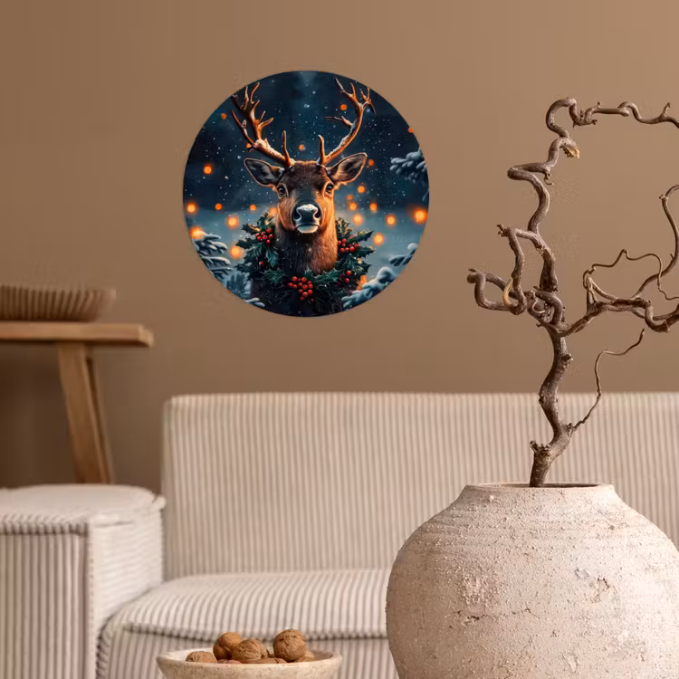 Behangcirkel - Hert - Kerst - Winter - Sneeuw - Kerstkrans — 2