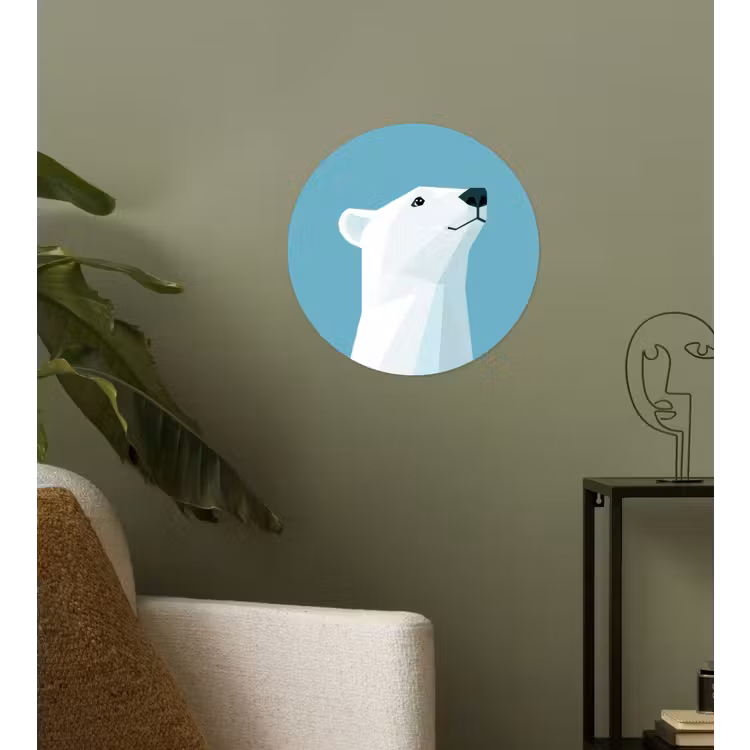 Behangcirkel - Ijsbeer - Lichtblauw - Minimalistisch — 3