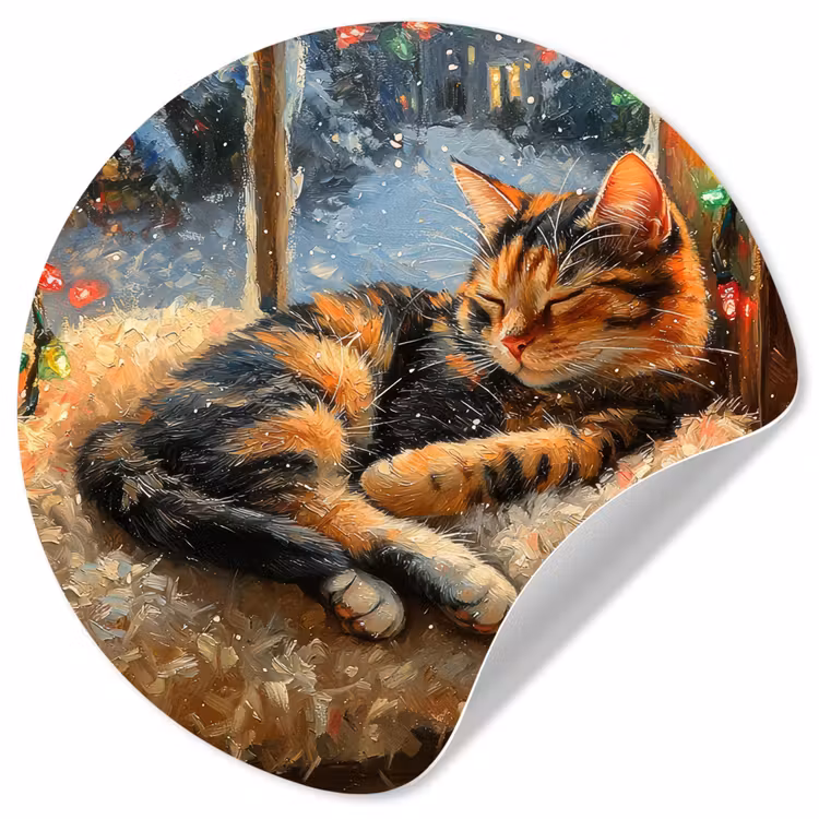 Behangcirkel - Kat - Kerst - Winter - Dier — 1