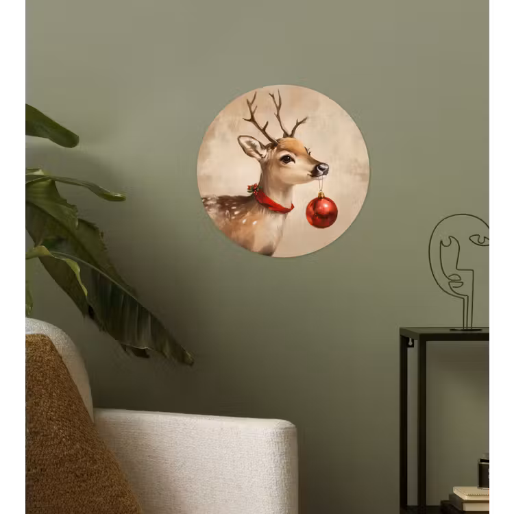 Behangcirkel - Kerst - Hert - Gewei - Kerstbal - Rendier — 3