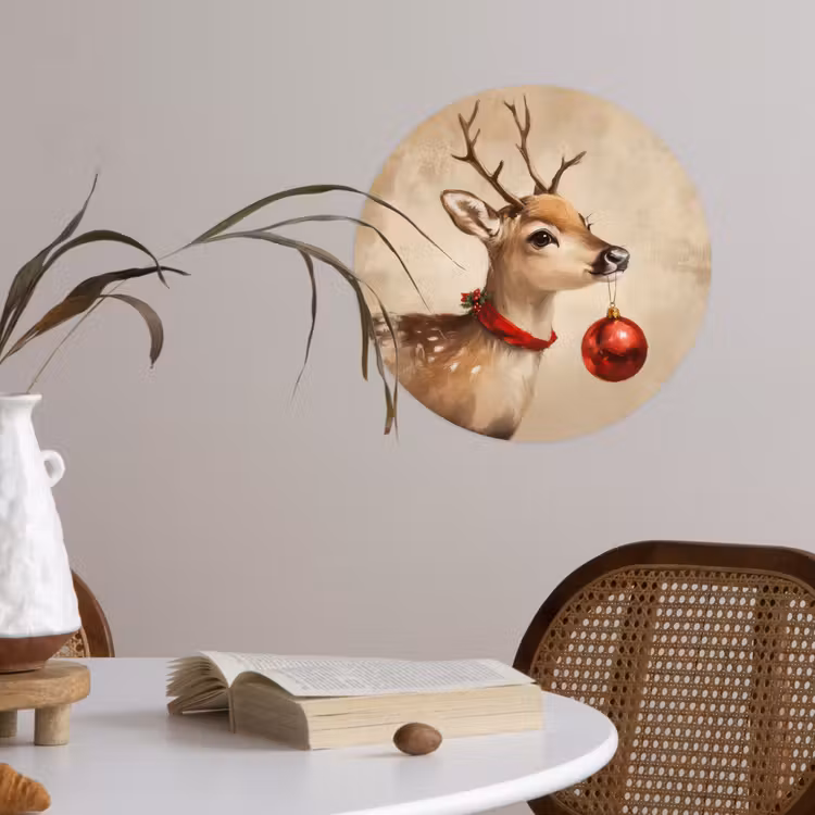 Behangcirkel - Kerst - Hert - Gewei - Kerstbal - Rendier — 4