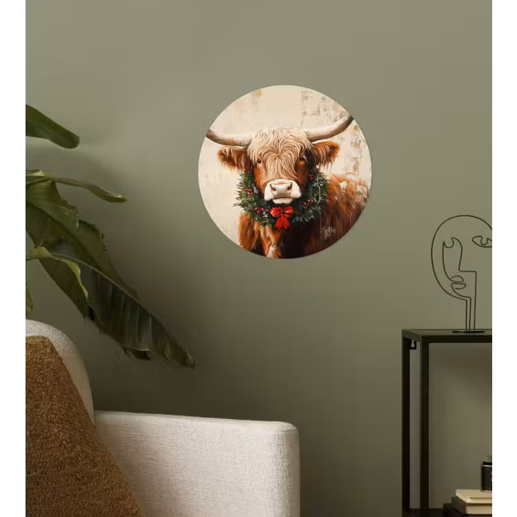 Behangcirkel - Kerst - Schotse Hooglander - Bruin - Krans — 3
