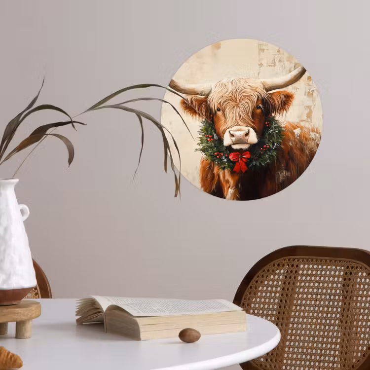 Behangcirkel - Kerst - Schotse Hooglander - Bruin - Krans — 4