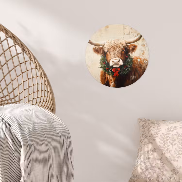 Behangcirkel - Kerst - Schotse Hooglander - Bruin - Krans — 5