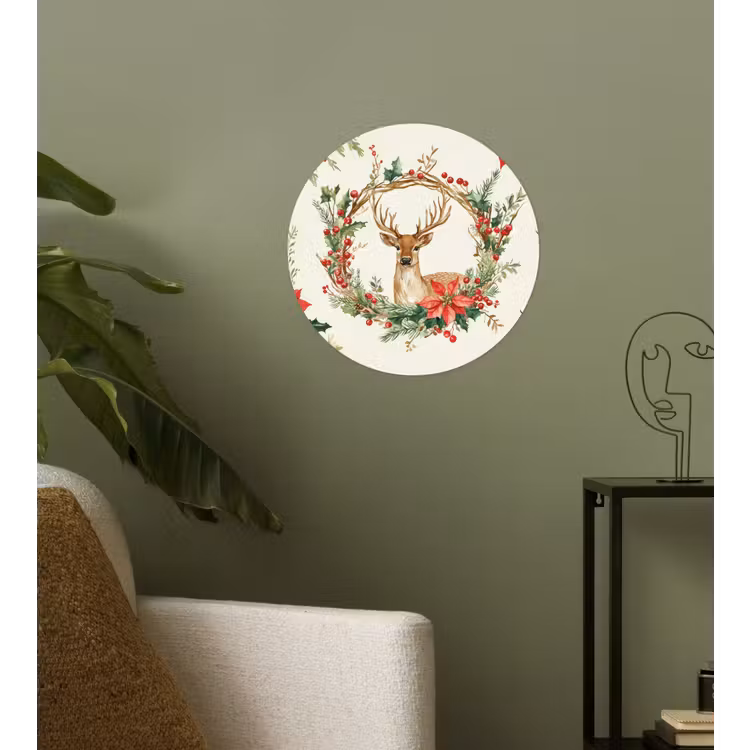 Behangcirkel - Kerstkrans - Hert - Hulst - Rood — 3