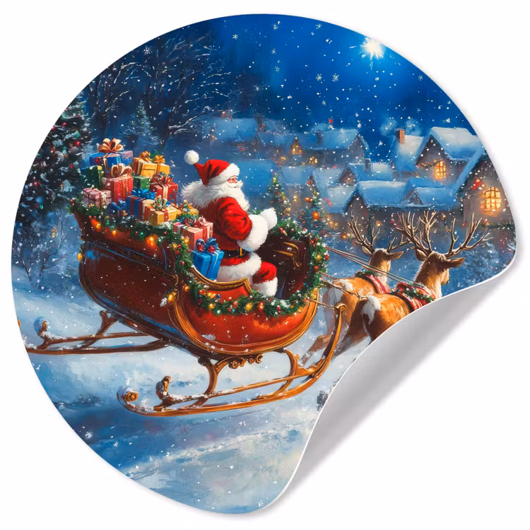 Behangcirkel - Kerstman - Rendier - Kerst - Sneeuw — 1