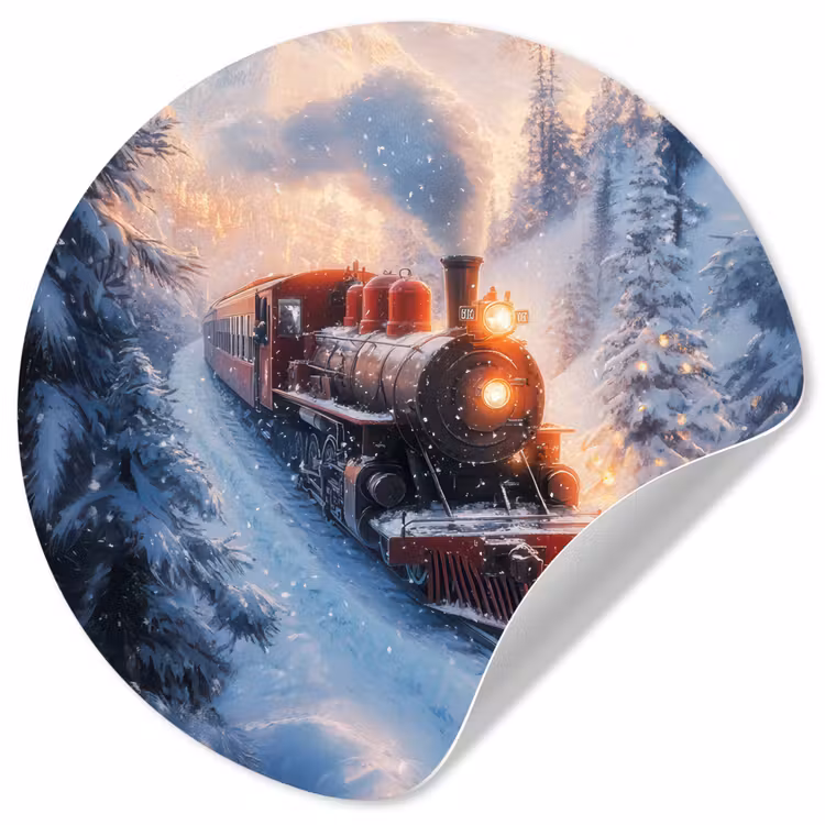 Behangcirkel - Kersttrein - Sneeuw - Winter - Kerst — 1