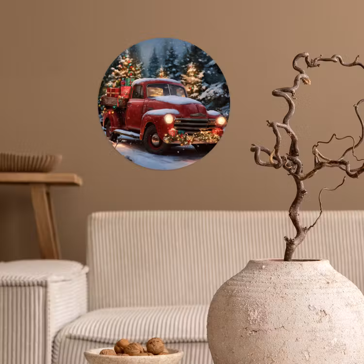 Behangcirkel - Kersttruck - Sneeuwbos - Rood — 2