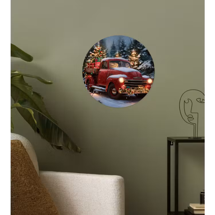 Behangcirkel - Kersttruck - Sneeuwbos - Rood — 3