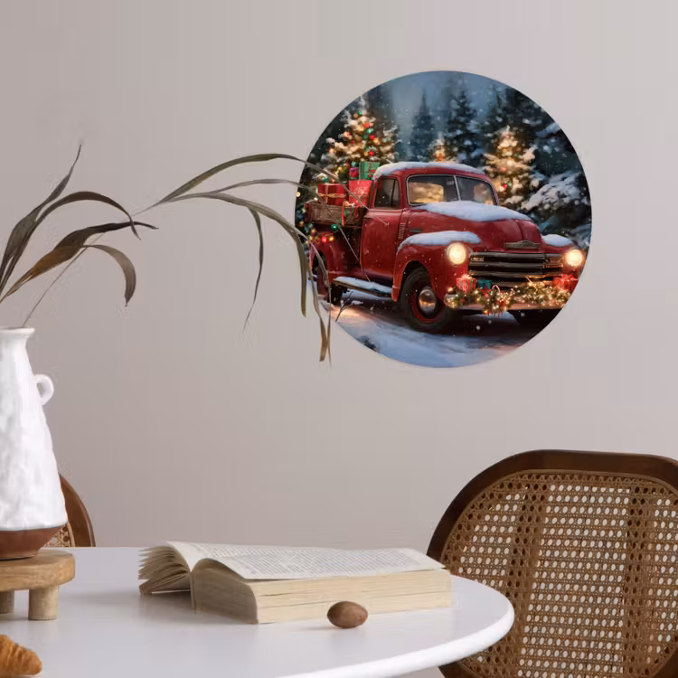Behangcirkel - Kersttruck - Sneeuwbos - Rood — 4