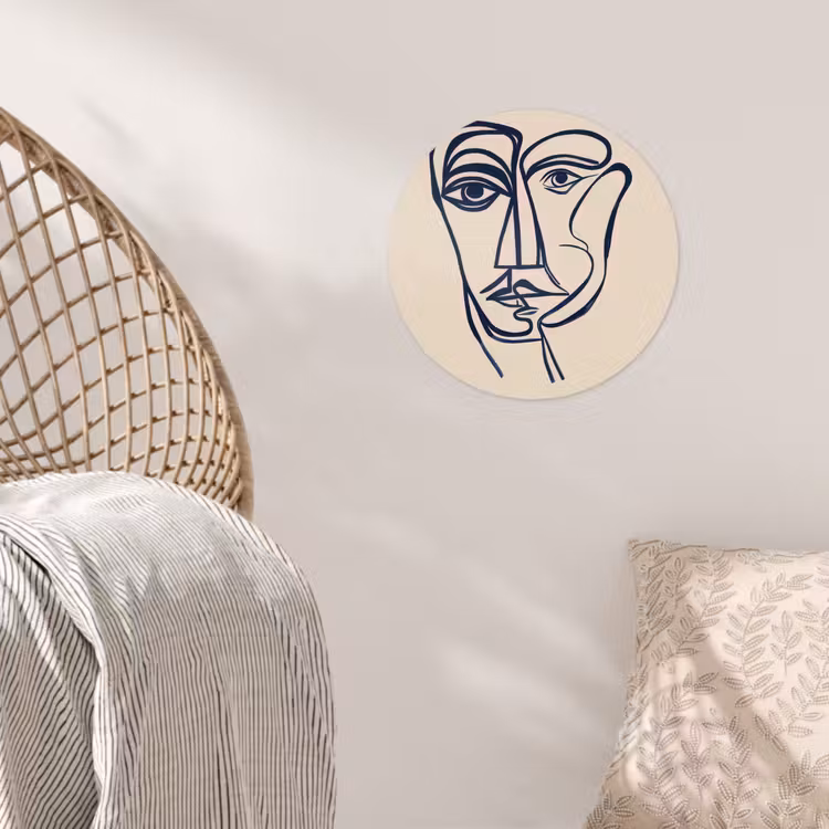 Behangcirkel - Minimalistisch - Lijnillustratie - Beige - Donkerblauw — 5