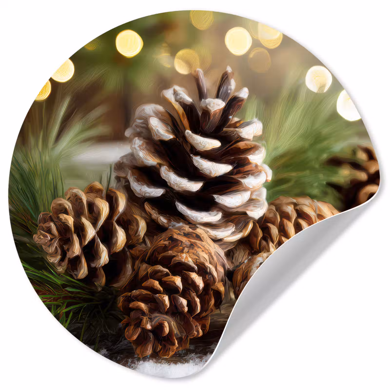 Behangcirkel - Dennenappels - Kerstsfeer - Bruin - Groen — 1
