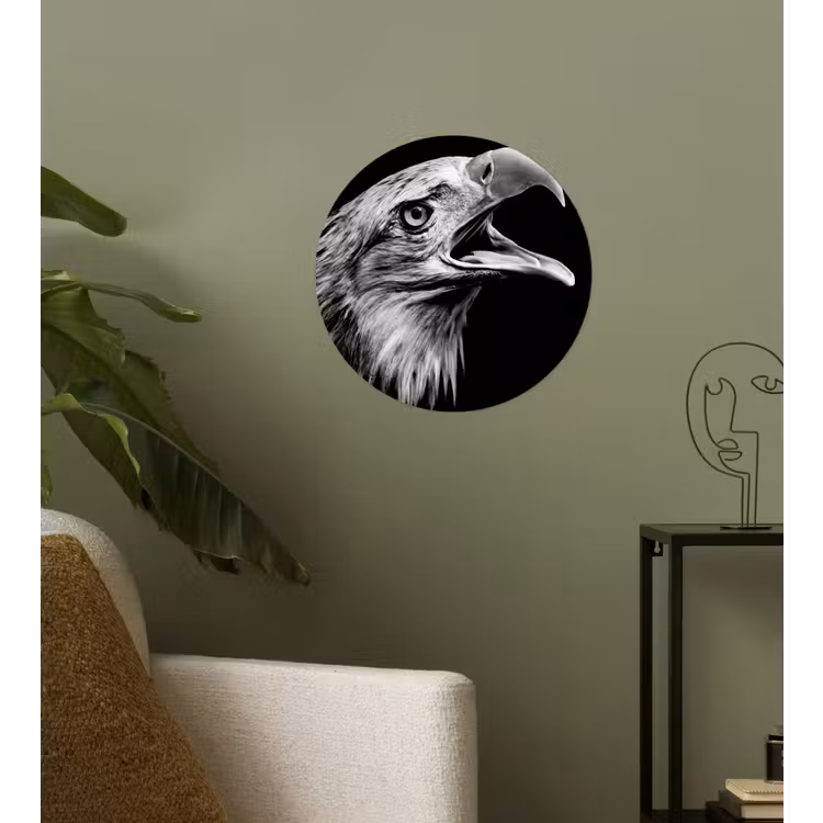 Behangcirkel - Adelaar - Portret - Roofvogels - Zwart - Wit - Vogel — 3