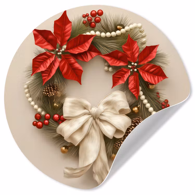 Behangcirkel - Deurkrans - Strik - Kerst - Rood - Groen — 1