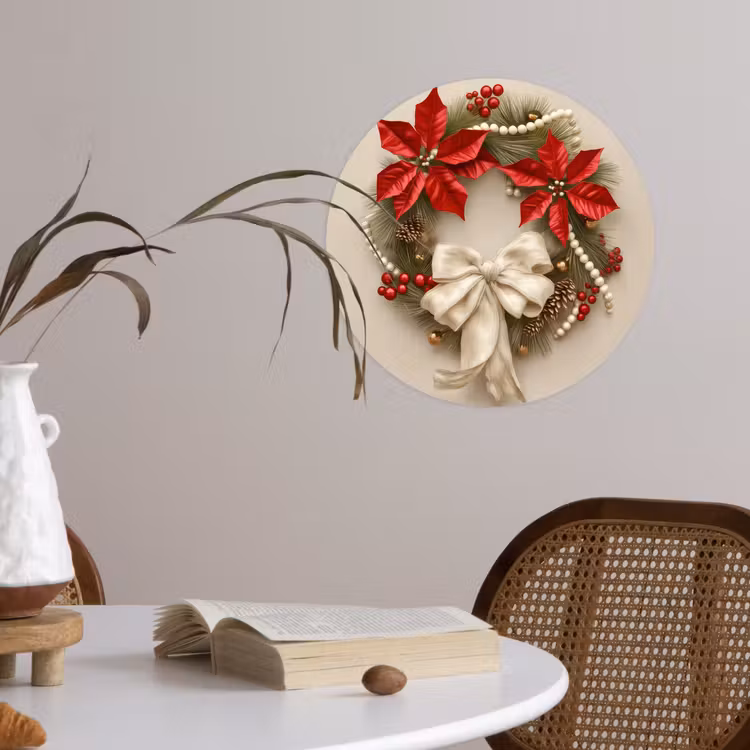 Behangcirkel - Deurkrans - Strik - Kerst - Rood - Groen — 4